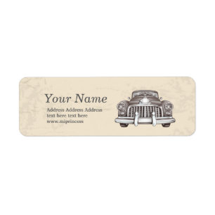 coche vintage, pegatinas de direcciones de retorno