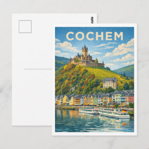 Cochem Alemania Postal Vintage de Viajes Artístico