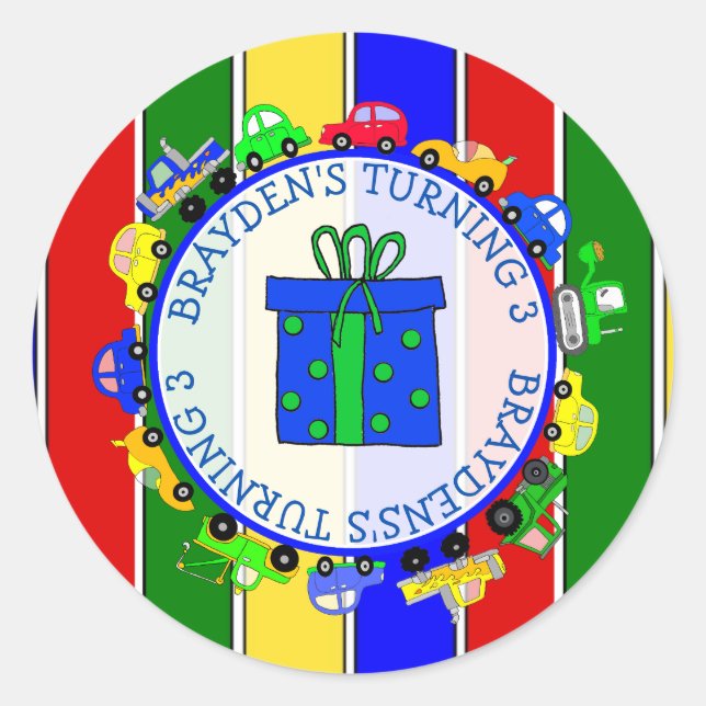 Coches, camiones, Pegatinas de cumpleaños de Tract (Anverso)