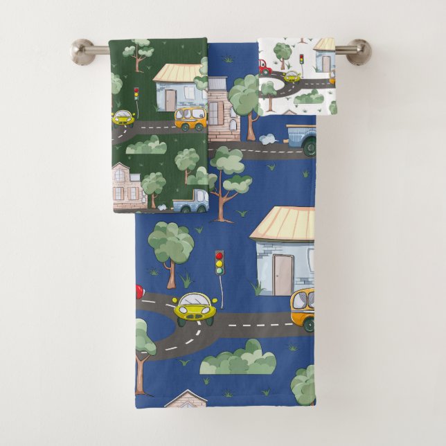 Coches cortos en el patrón de la ciudad para niños (In situ)