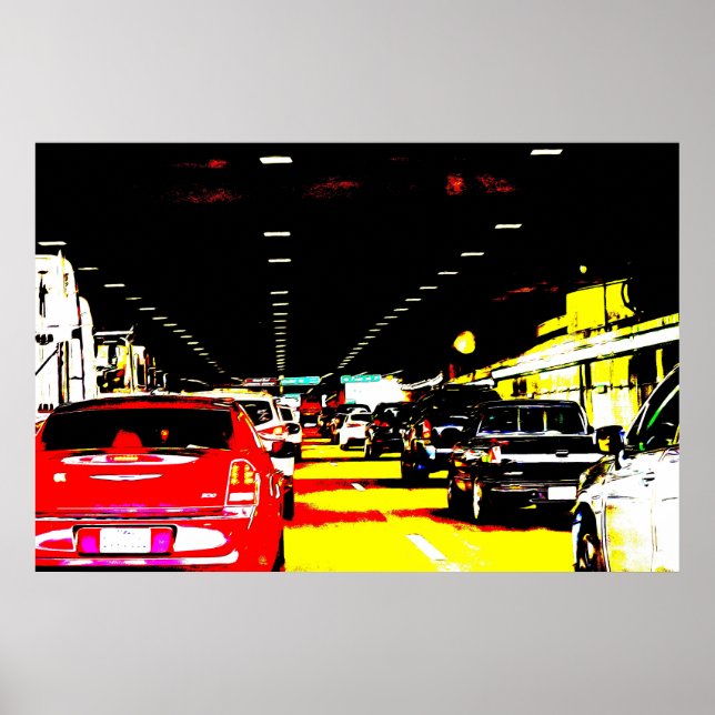 Coches de atasco de tráfico en Poster de arte de t (Frente)