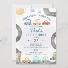 Coches Día de cumpleaños Invitación a transporte T