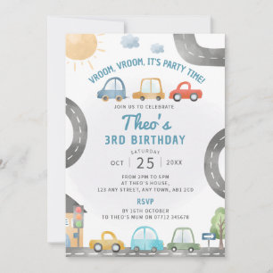 Coches Día de cumpleaños Invitación a transporte T