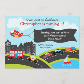 Coches y camiones Invitación a la fiesta de cumple