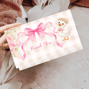 Cochino de Gingham Rosa Bautizo Tarjeta de Agradec