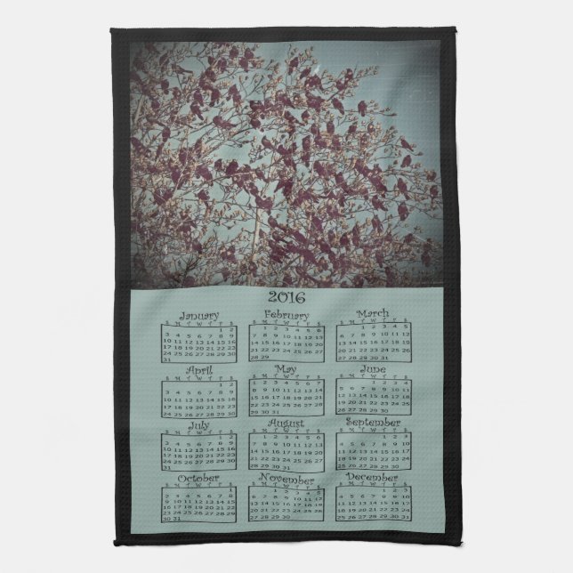 Cocina 2016 el calendario del paño de los pájaros (Vertical)