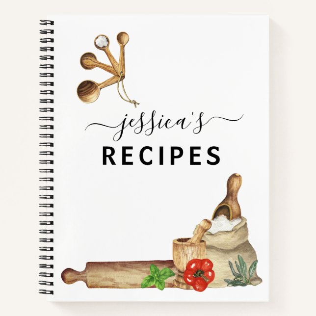 Cocina acuarela de libros de cocina Monograma (Anverso)