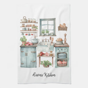 Cocina acuática toalla de cocina rosada