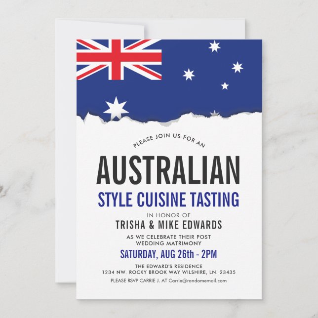 Cocina australiana| Invitación de marca de Fiesta (Anverso)