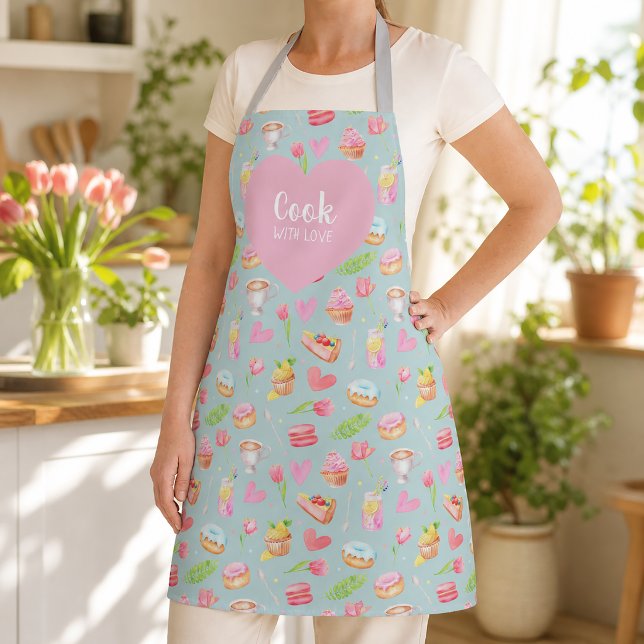 Cocina con amor. Delantal con estampado total (Add warmth, charm, and a joyful mood to every moment you cook.)