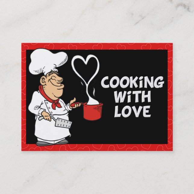 Cocina con tarjeta de presentación de amor (Anverso)