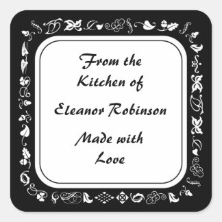 Cocina de campo Etiquetas en blanco y negro