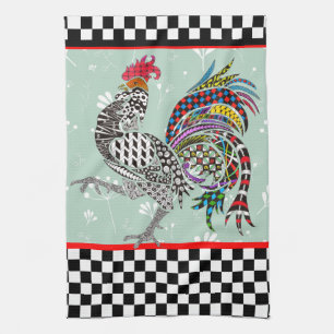 Cocina de gallo con toalla de toalla