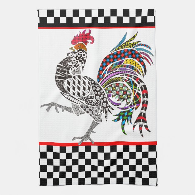 Cocina de gallos con toalla de gallo (Vertical)