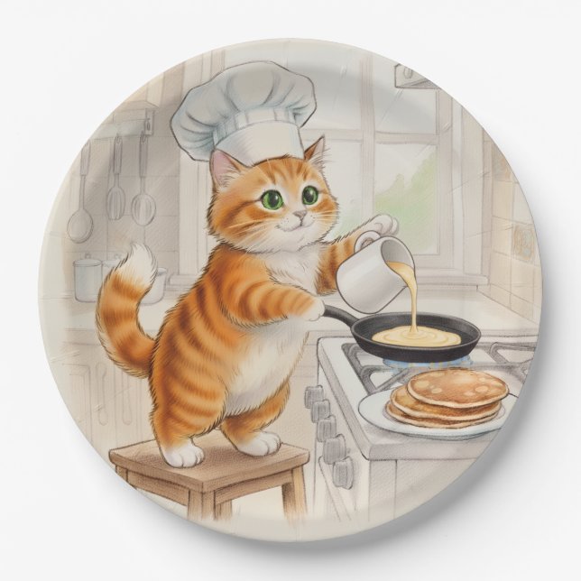 Cocina de gatito, platos de papel (Anverso)