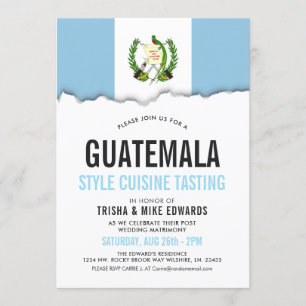 Cocina de Guatemala  Invitación blanca con marca d