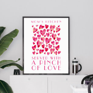 Cocina de Mamá Arte de Cita de Corazón de Amor Ros