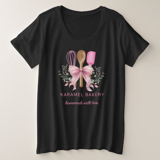 Cocina de panadería con utensilios florales rosas (Anverso del diseño)