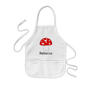 Cocina de setas rojas, delantales pequeños para lo