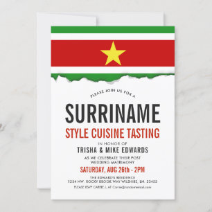 Cocina de Surinam  Invitación blanca con marca de