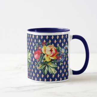 Cocina del vintage - edredón - taza floral de la