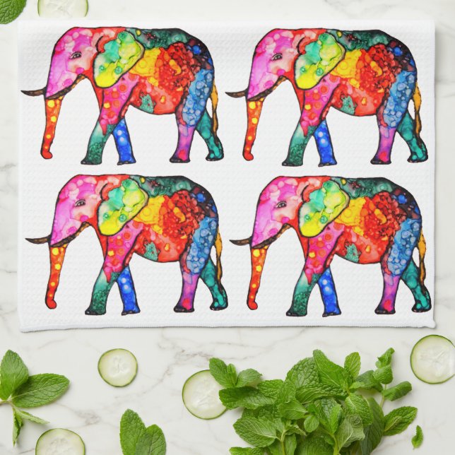 Cocina elefante suave y colorida Toalla (Doblado)