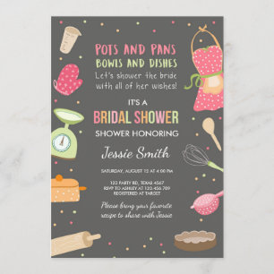 Cocina en la cocina con ducha de novia invitación 