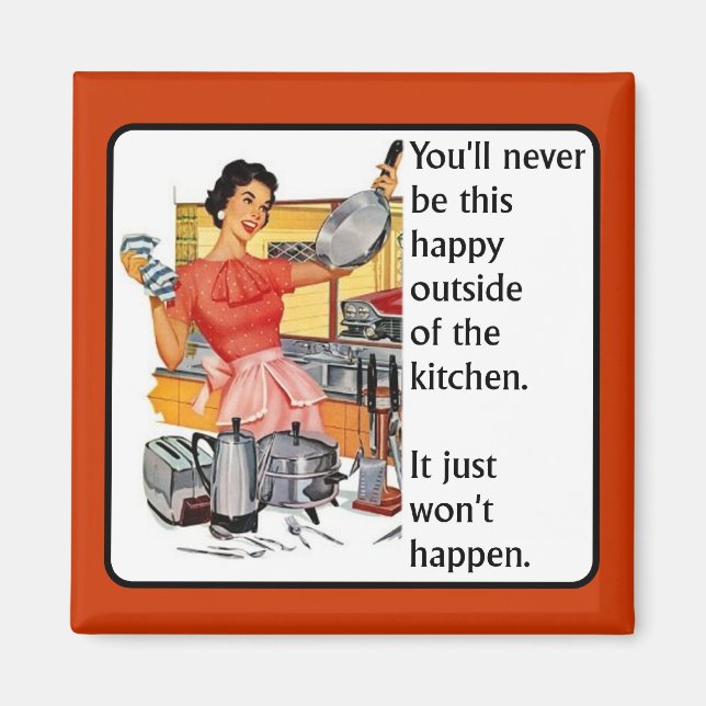 Cocina Feliz Imán Divertido Humor (Frente)