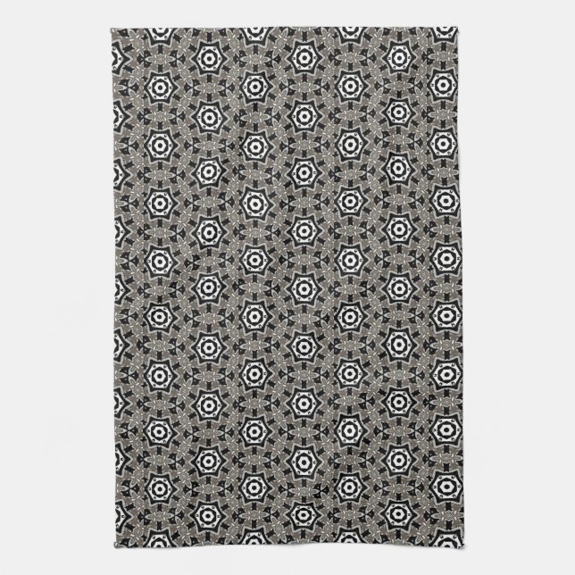 Cocina Gris+Círculo negro Hexagon Patrón de paño de cocin (Vertical)