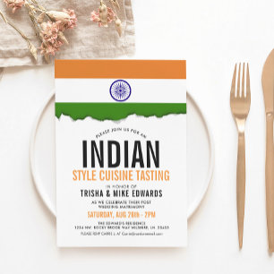 Cocina india  Invitación blanca con marca de Fiest