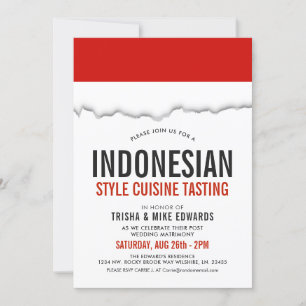 Cocina indonesia  Invitación blanca con marca de F