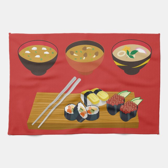 Cocina japonesa toalla de comida de 16" x 24" (Horizontal)