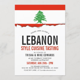Cocina libanesa | Invitación blanca con marca de f