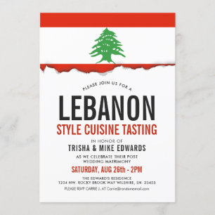 Cocina libanesa   Invitación blanca con marca de f