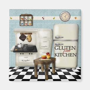 Cocina libre de gluten - imán bkg Verde azulado