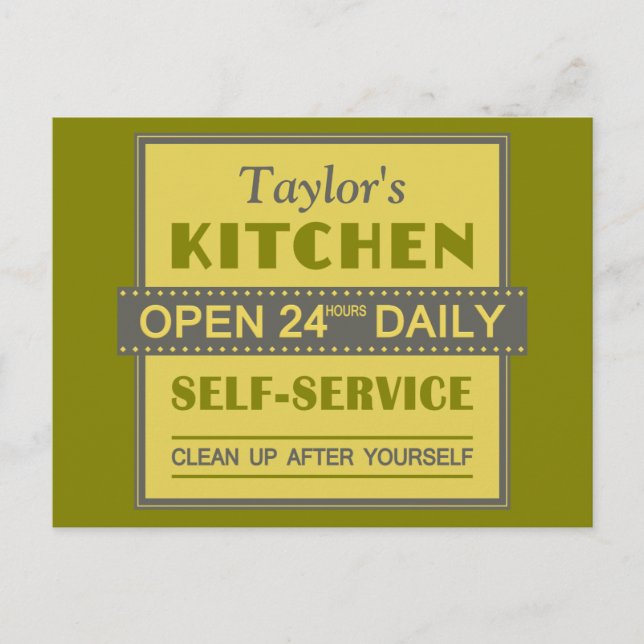 Cocina - nombre personalizado - postal (Anverso)