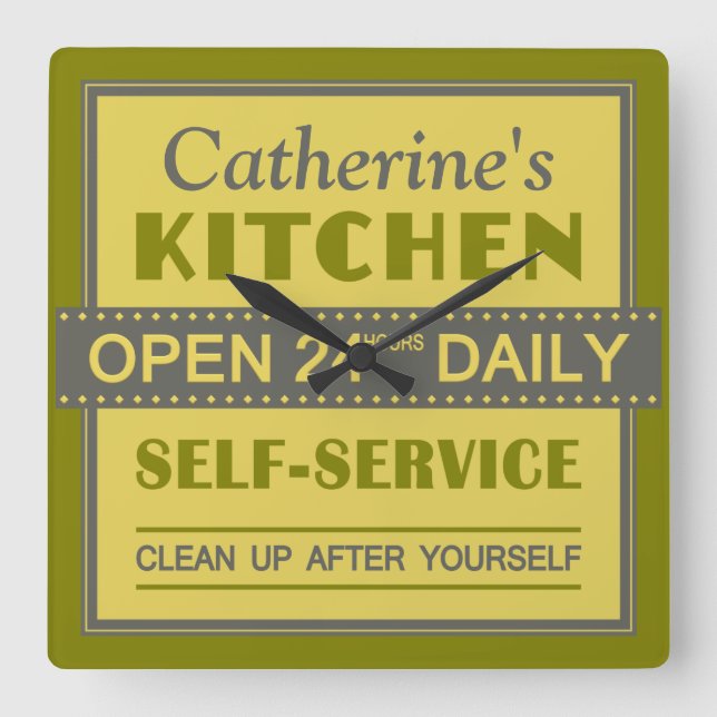 Cocina - nombre personalizado - reloj de pared (Anverso)