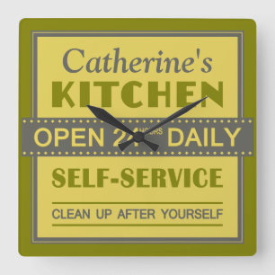 Cocina - nombre personalizado - reloj de pared