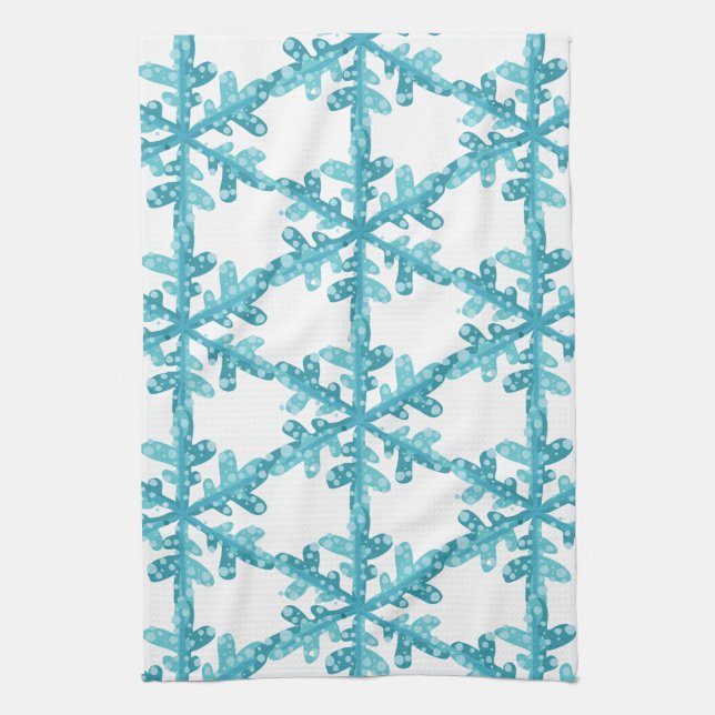 Cocina o toalla de baño con copas de nieve azul (Vertical)