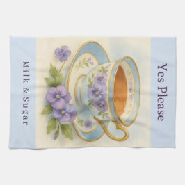 Cocina Pansy Teacup Paño de Té – Vintage Kitc de Leche y 