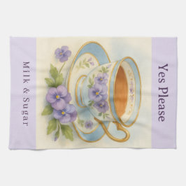 Cocina Pansy Teacup Paño de Té | Yes Please Leche y Azúca