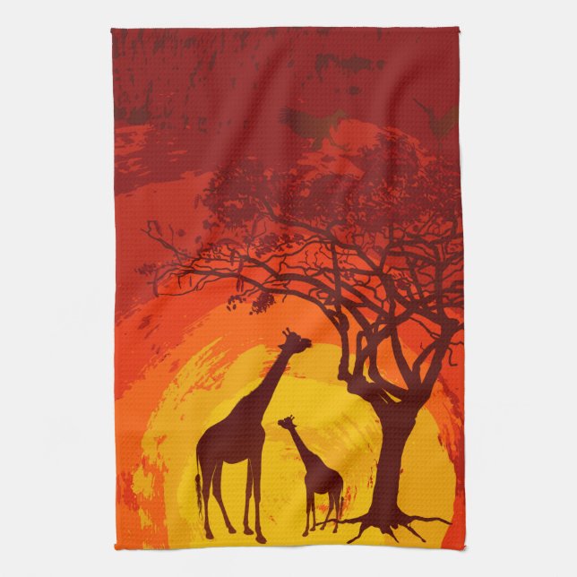 Cocina personalizada Toalla de Safari Giraffe afri (Vertical)