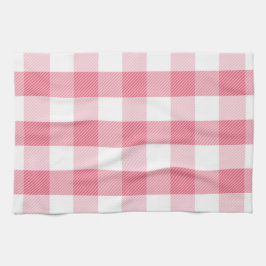 Cocina rosa y blanco con toallas de plástico