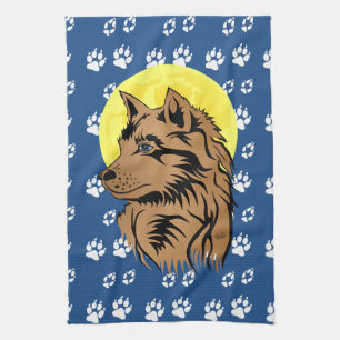 Cocina soñando cachorro de lobo paño de vajilla