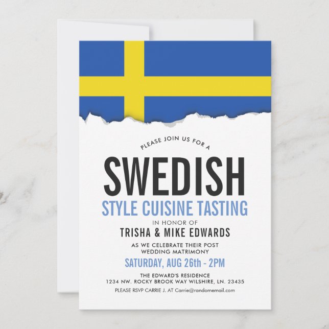 Cocina sueca| Invitación de marca de Fiesta (Anverso)