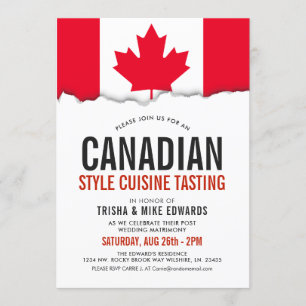 Cocina temática canadiense   Invitación blanca de 
