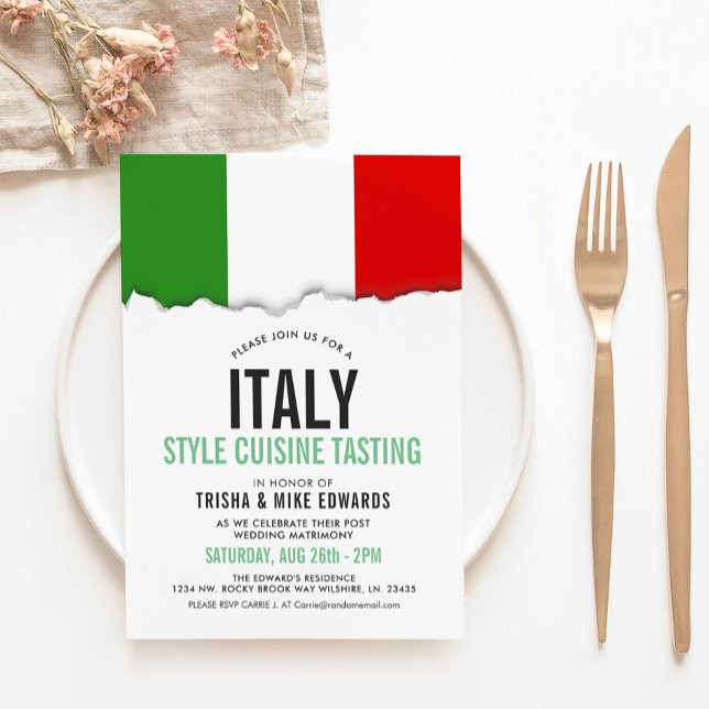 Cocina temática italiana| Invitación blanca con ma (Subido por el creador)