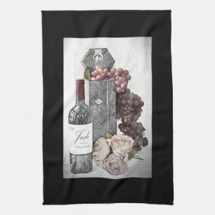 Cocina Toalla de vino, uvas y Rosas 
