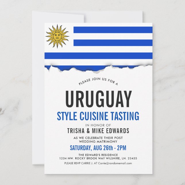 Cocina uruguaya| Invitación de marca de Fiesta (Anverso)
