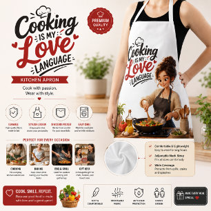 Cocinar es mi idioma del amor Delantal 3D lindo